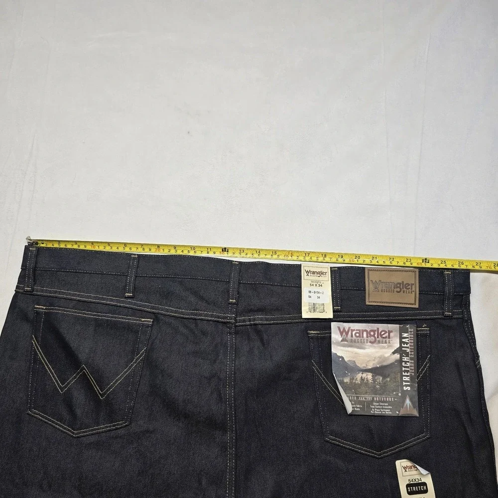 Wrangler Rugged Wear Stretch Jeans Men 54x34 Dark‎ Blue
